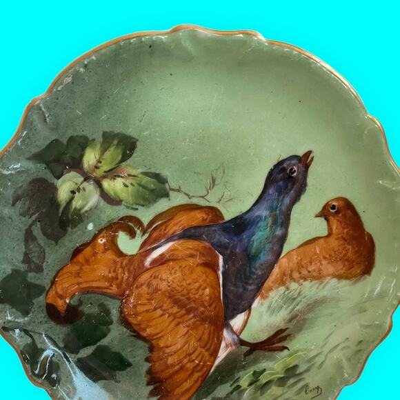 Antique Limoges Plate or Plaque signed LS&S Limoges France Pheasants - Picture 2 of 11